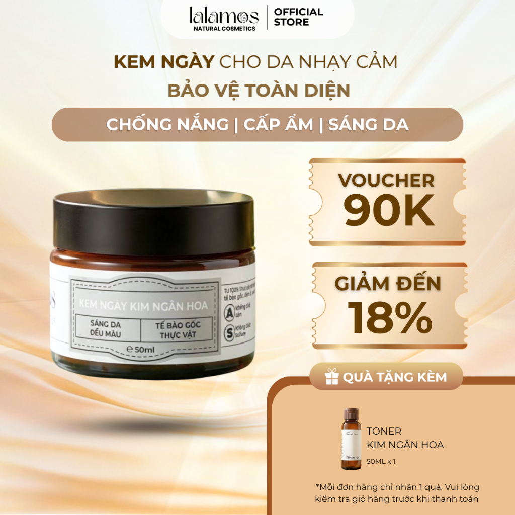Kem Dưỡng Ngày LALAMOS Kim Ngân Hoa Chống Nắng Bảo Vệ Toàn Diện Dưỡng Trắng Mờ Thâm Cấp Ẩm 50ml