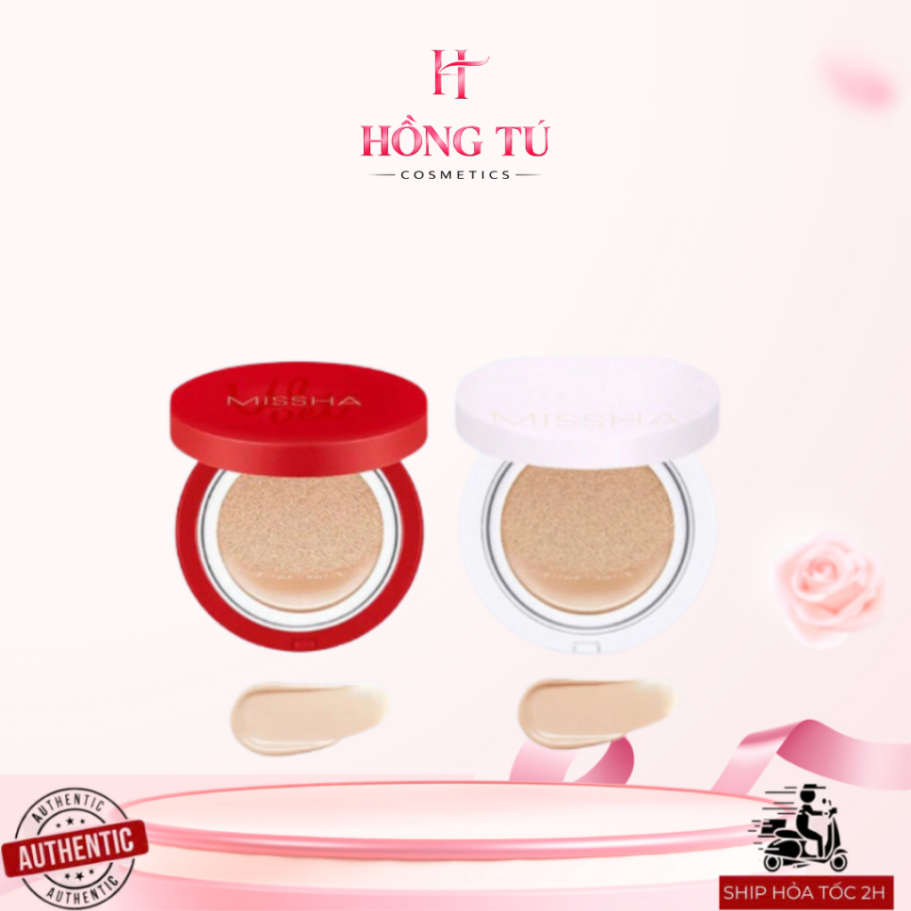 Phấn nước Missha M Magic Cushion SPF 50+ PA+++ Hàn Quốc vỏ hồng [Cam Kết Hàng Chính Hãng]
