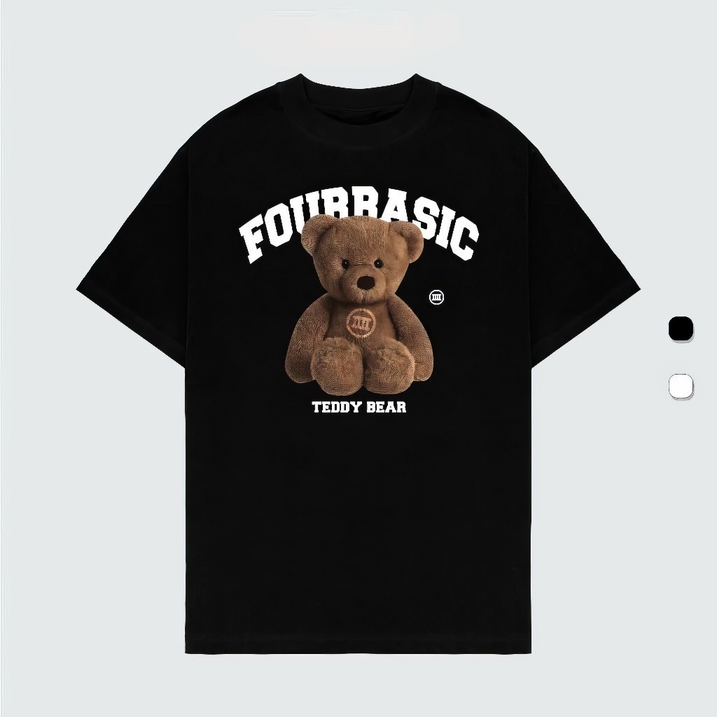 Áo Thun In Hình Gấu " FOUR " Basic - Áo Nam Nữ Unisex From Rộng Thoáng Mát
