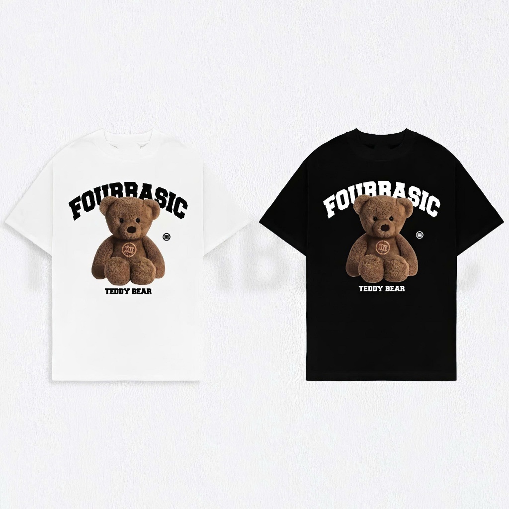 Áo Thun In Hình Gấu " FOUR " Basic - Áo Nam Nữ Unisex From Rộng Thoáng Mát