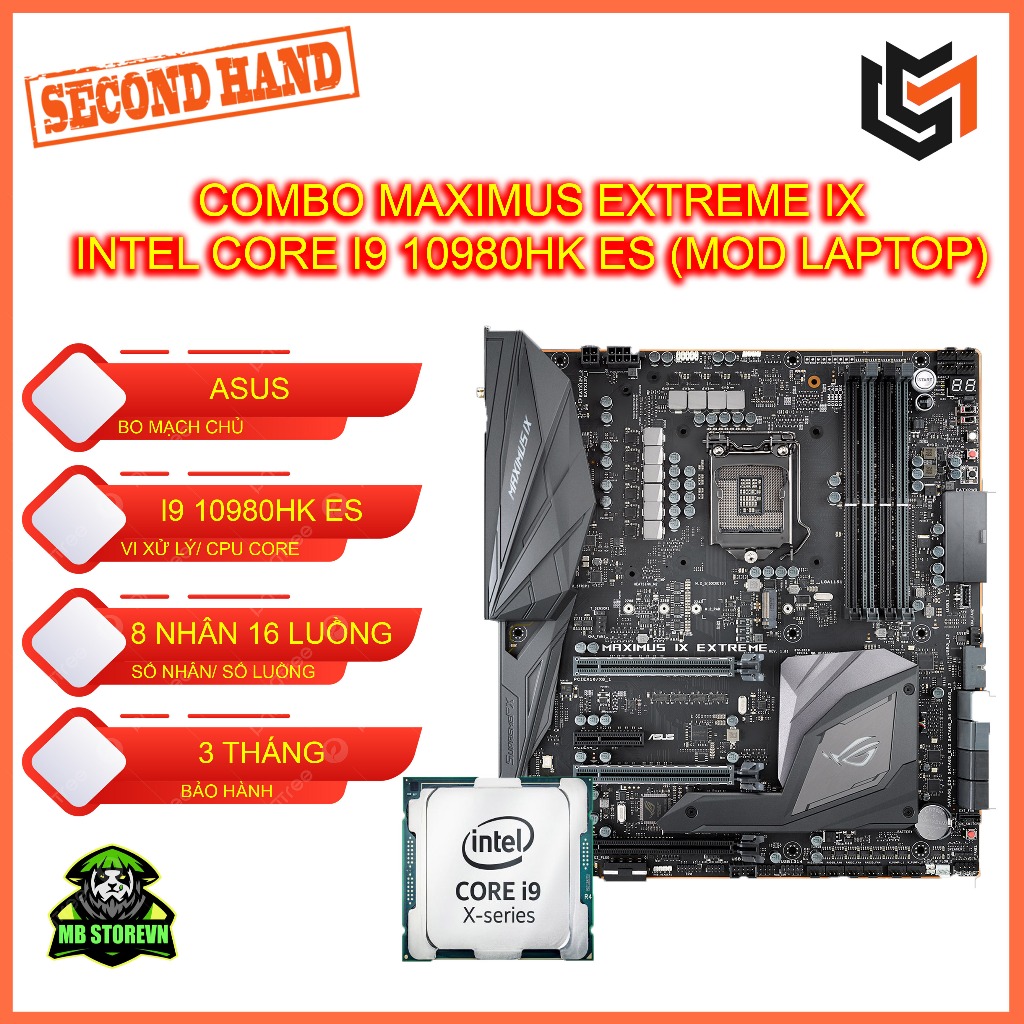 COMBO MÁY TÍNH - ASUS MAXIMUS EXTREME IX / CORE I9 10980HK ES 8C16T 4,5GHZ - ĐÃ MOD SẴN