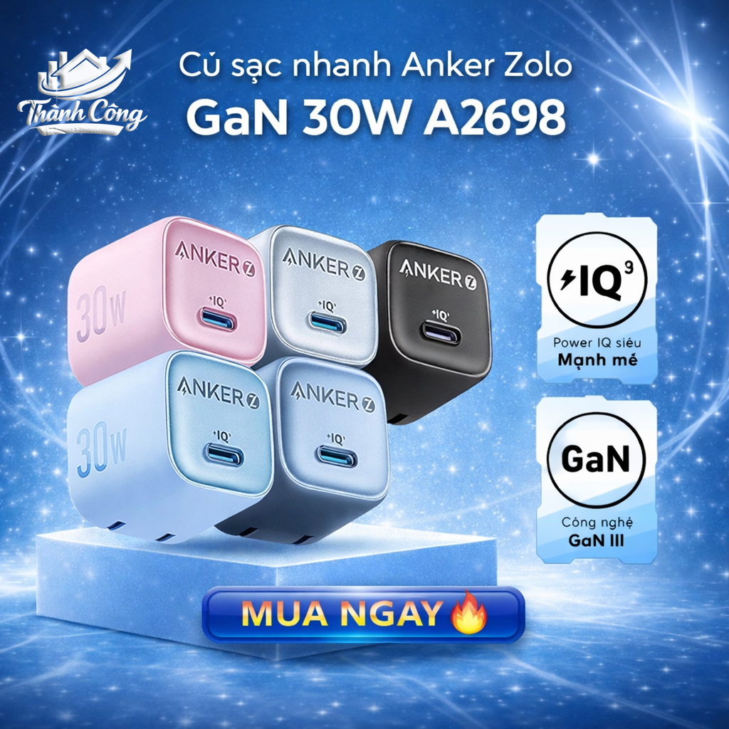 Sạc nhanh Type-C PD 30W Anker Zolo A2698 - Hàng mới chính hãng Anker VN