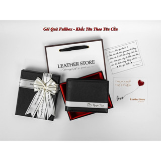 [Fullbox Gói Quà] Ví nam khắc tên theo yêu cầu da saffiano hộp nơ túi thiệp sang trọng người yêu, bố