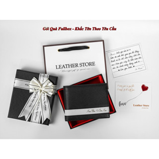 [Fullbox Gói Quà] Ví nam khắc tên theo yêu cầu hộp nơ, túi thiệp tặng sang trọng cho người yêu, bố