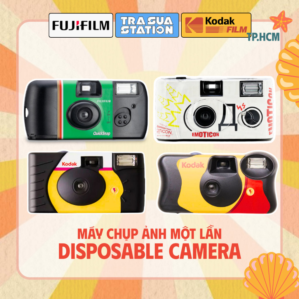 Máy ảnh film Kodak Single Use - máy ảnh chụp một lần - Funsaver - Power Flash - Máy chụp dưới nước-Q