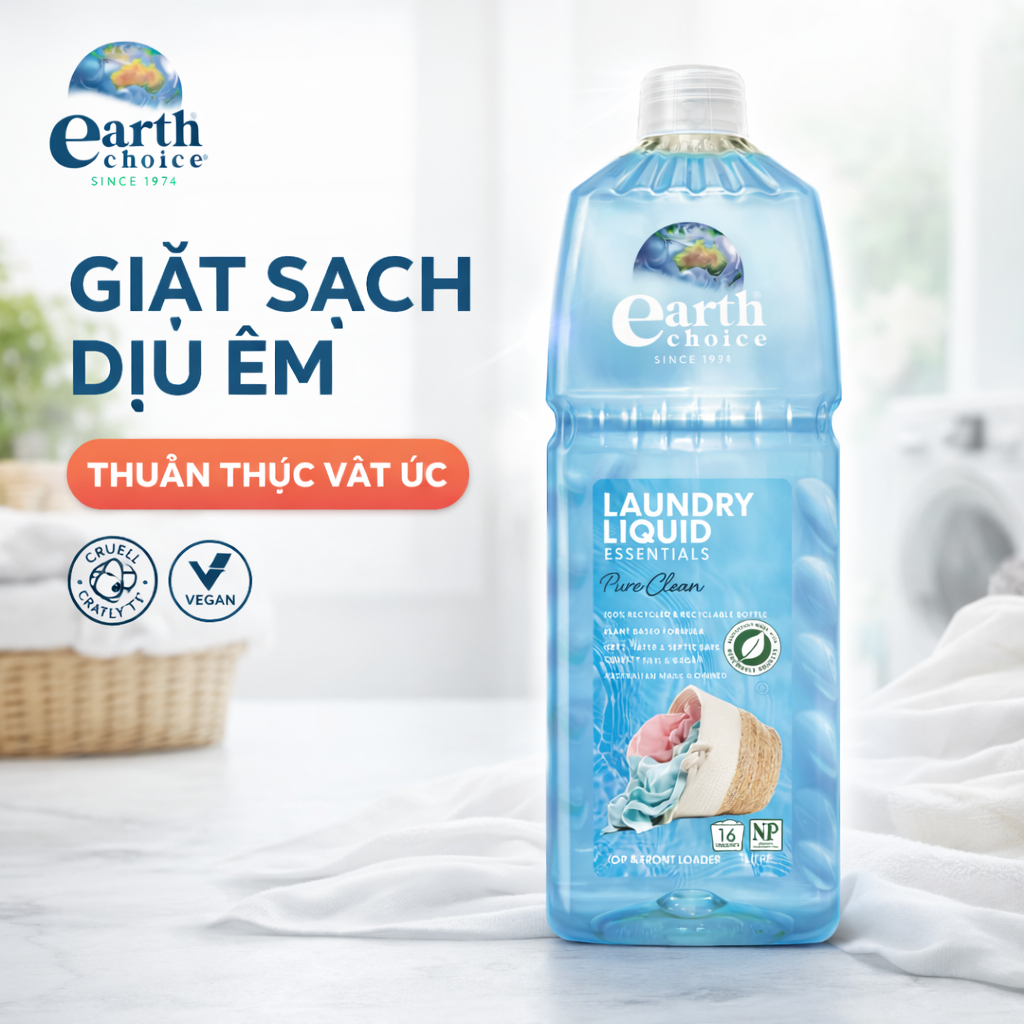 Nước Giặt Đồ Lót Thuần Chay Earth Choice Hương Hoa Cúc - Sạch Vết Bẩn, An Toàn Dịu Nhẹ Cho Da 1L