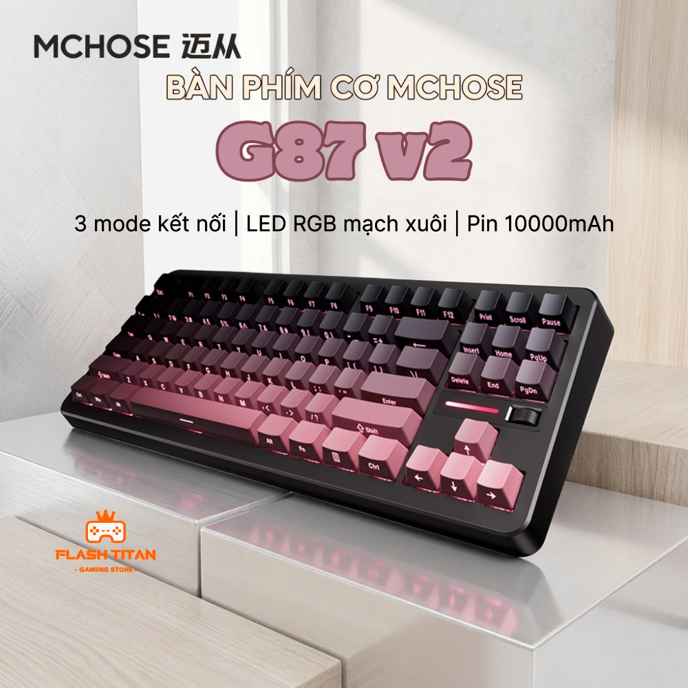 Bàn phím cơ Mchose G87 v2 - 3 mode, RGB, hotswap - Layout TKL - Có núm xoay đa năng - Mạch xuôi