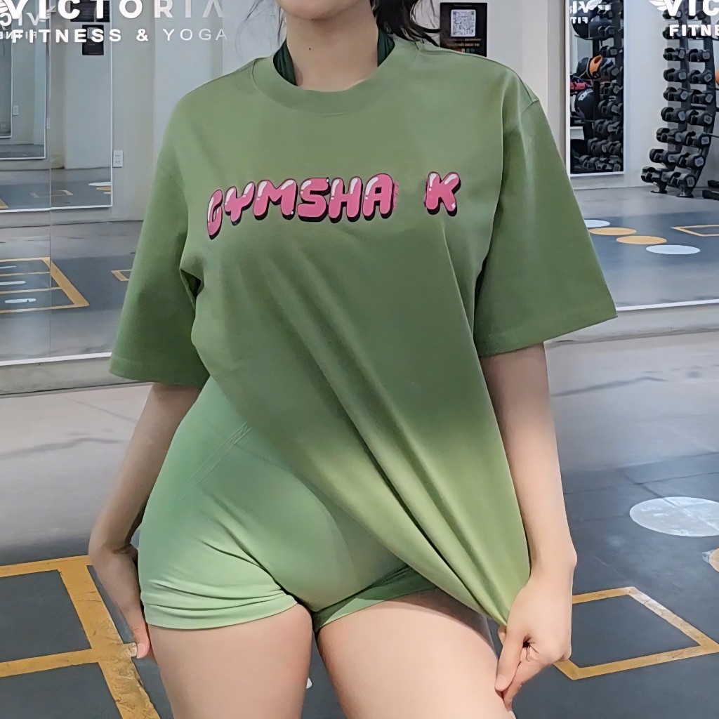 [GS BUBBLE] Áo gymshark nữ dáng rộng thoải mái chất liệu cotton 100% thấm hút mồ hôi