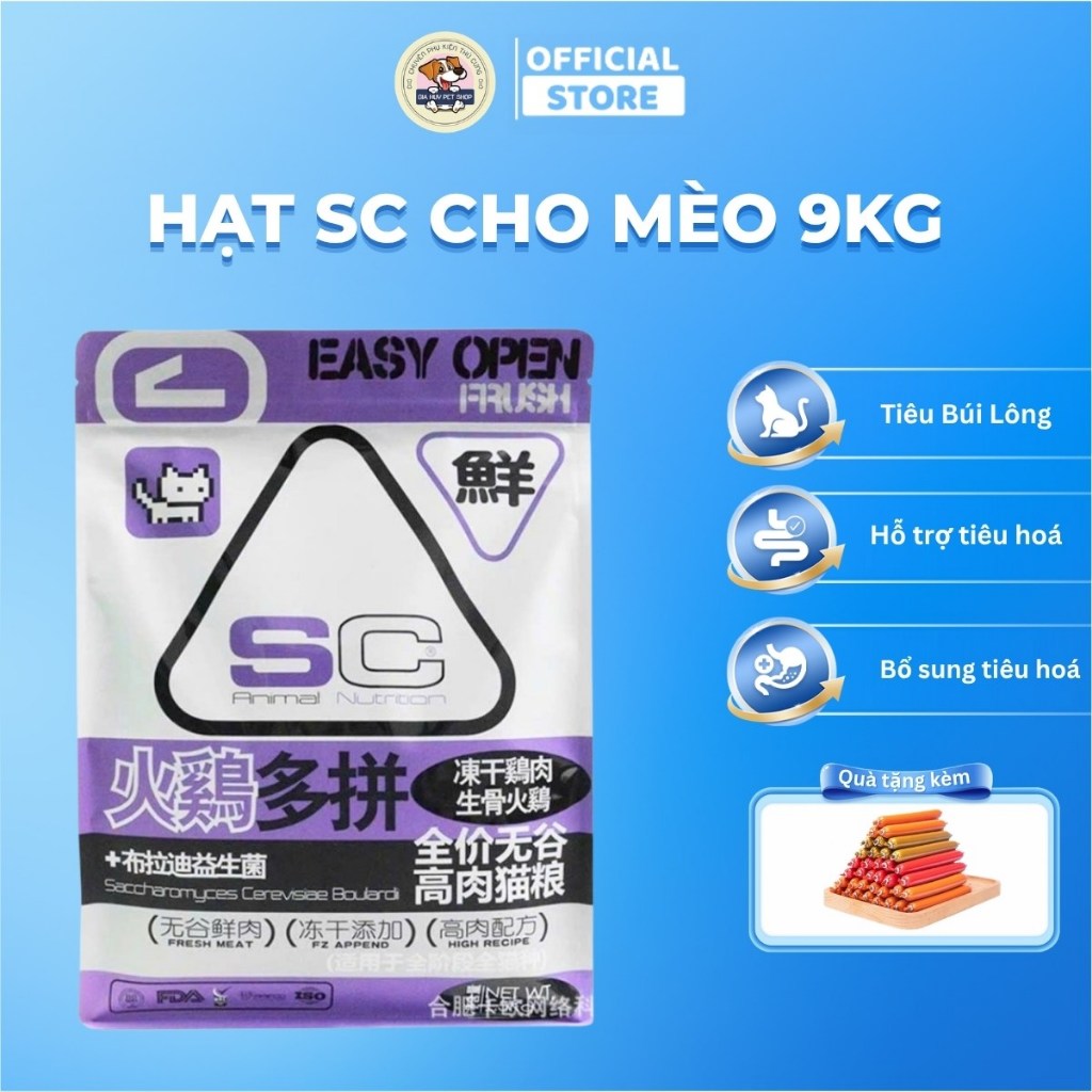 Hạt SC không độn ngũ cốc dành cho mèo mọi lứa tuổi 9kg - giahuypetshop