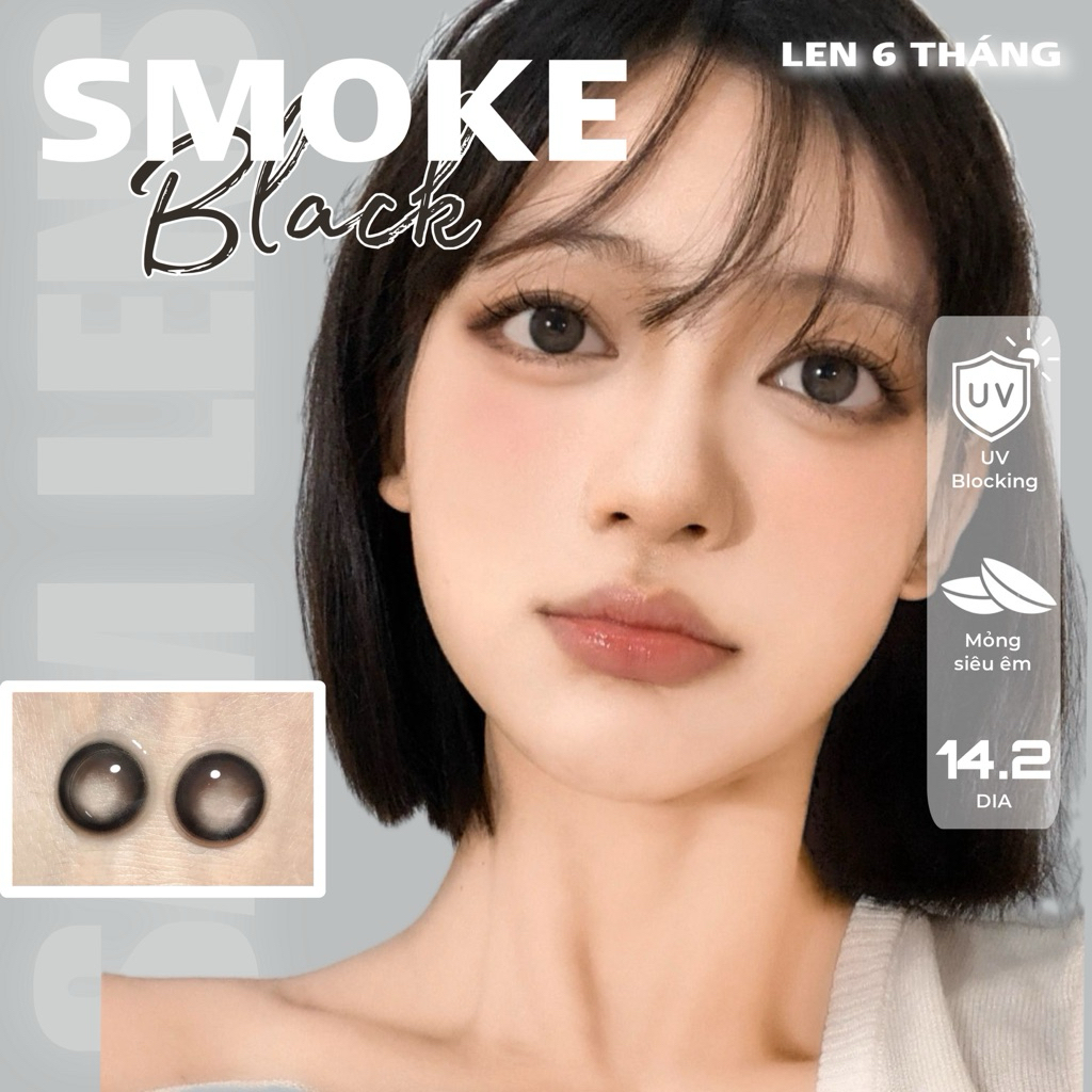 Lens đen khói Smoke black - gdia 13.4 - tự nhiên 0-6 độ - 6Months - lens nhập chính hãng - Samlens