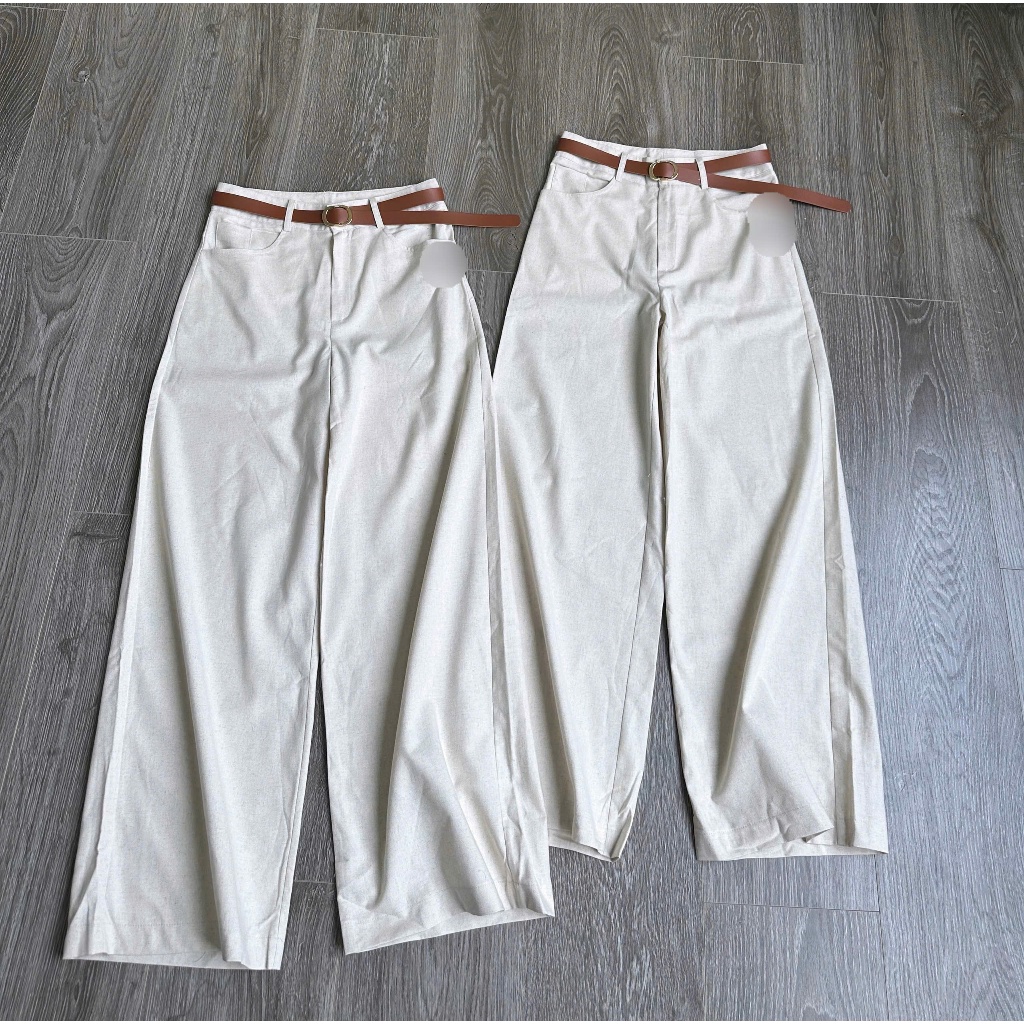 Quần suông linen màu kem PL