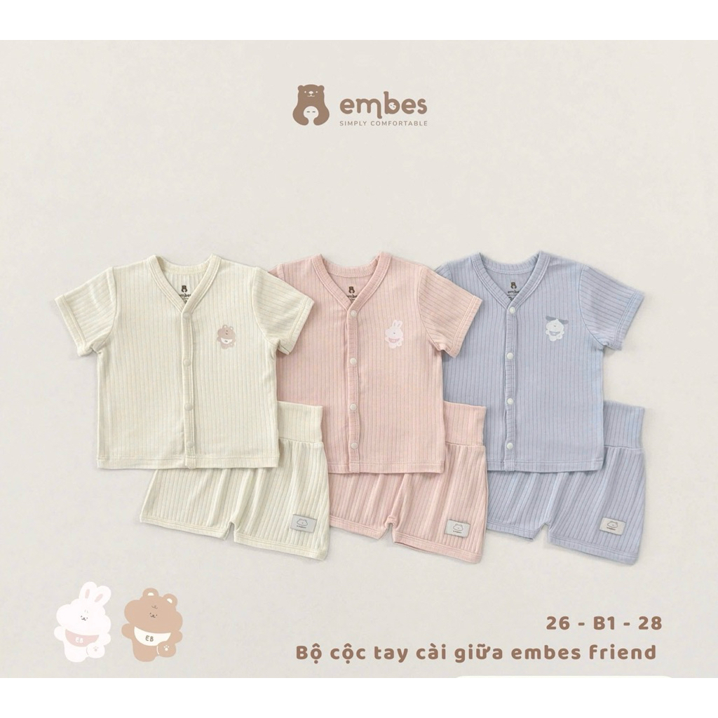 [Embes] Bộ cộc tay cài giữa embes friend