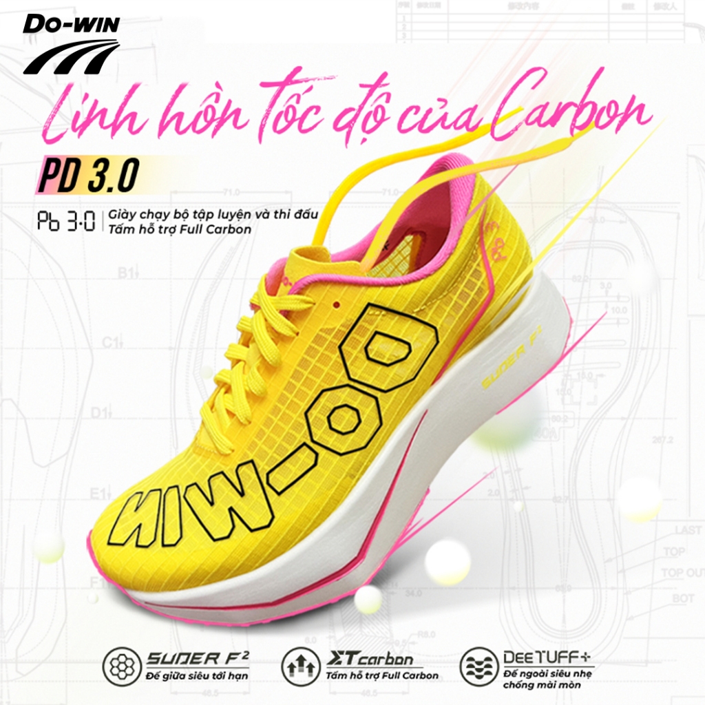 Giày Dowin PB3 Giày Thể Thao Chạy Bộ Full Carbon - Bật nảy mạnh mẽ, thoáng khí và đàn hồi tốt Do-win