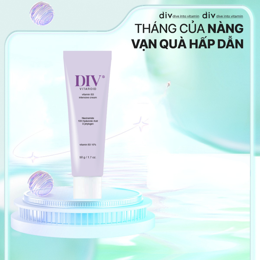 Kem Dưỡng Sáng DIV Vitamin B3 Hỗ Trợ Cấp Ẩm Sáng Bóng Làm Đều Màu Da Với 10% Niacinamide 50gram [m]