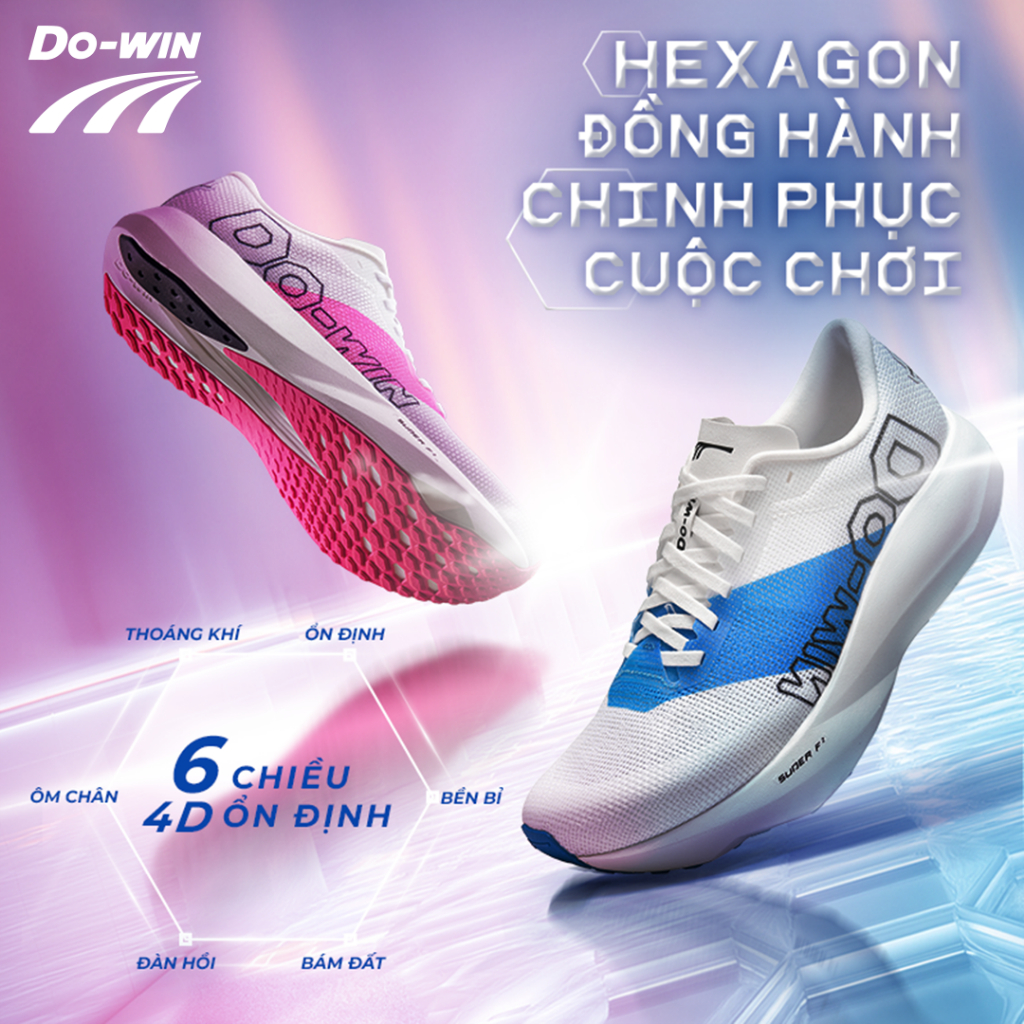 Giày Dowin Hexagon2 chạy bộ thể thao nam nữ hàng ngày - Siêu êm nảy, nhẹ nhàng và thoáng khí
