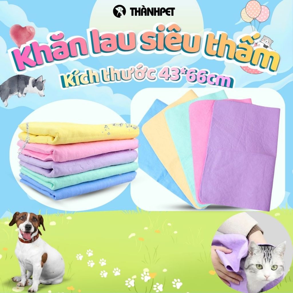 Khăn Tắm Siêu Thấm Cho Chó Mèo, Khăn Lau Thú Cưng, Khăn Tắm Thú Cưng Size To 43*66cm — TICIPET