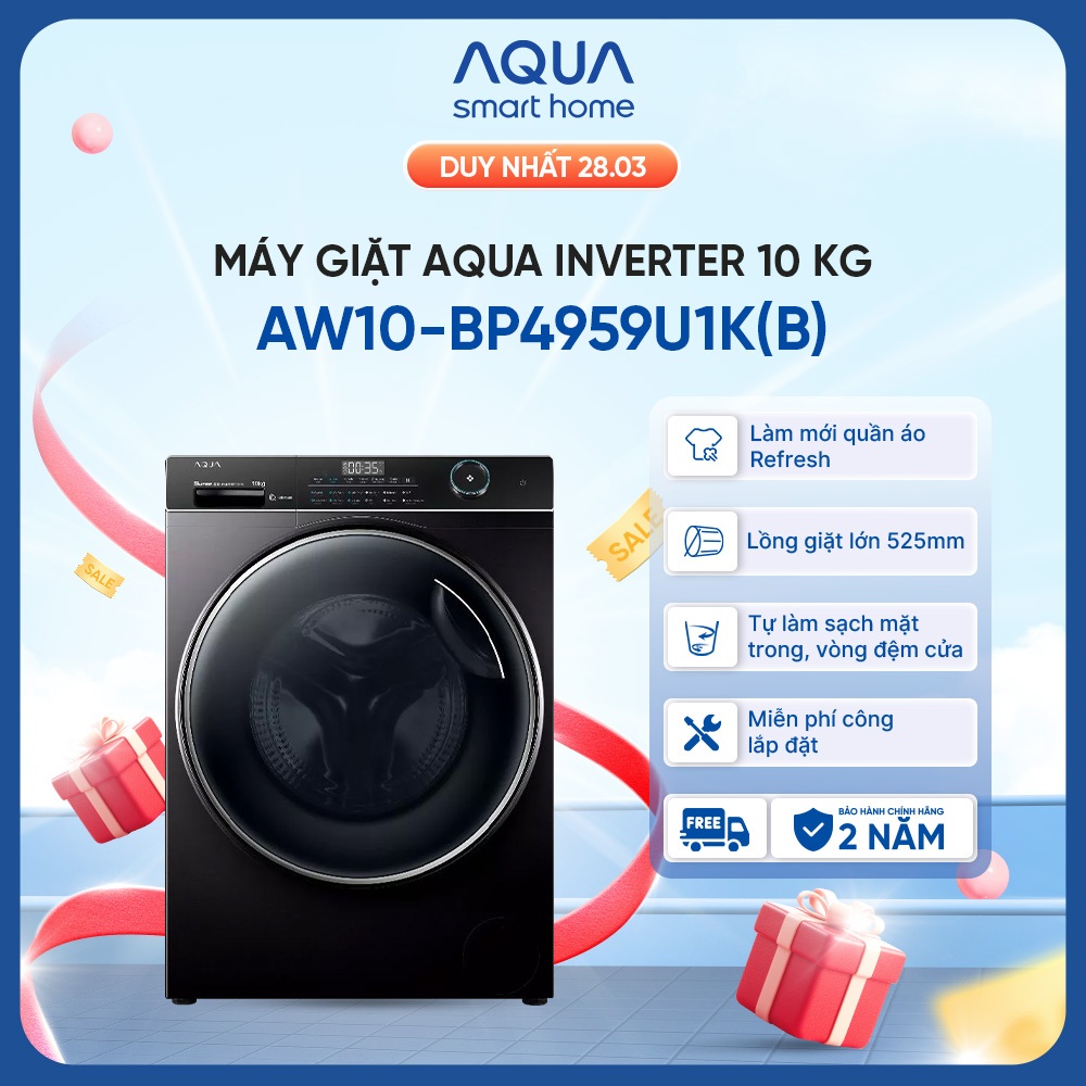 Máy giặt Aqua Inverter 10 kg AW10-BP4959U1K(B) - Bảo hành 2 năm