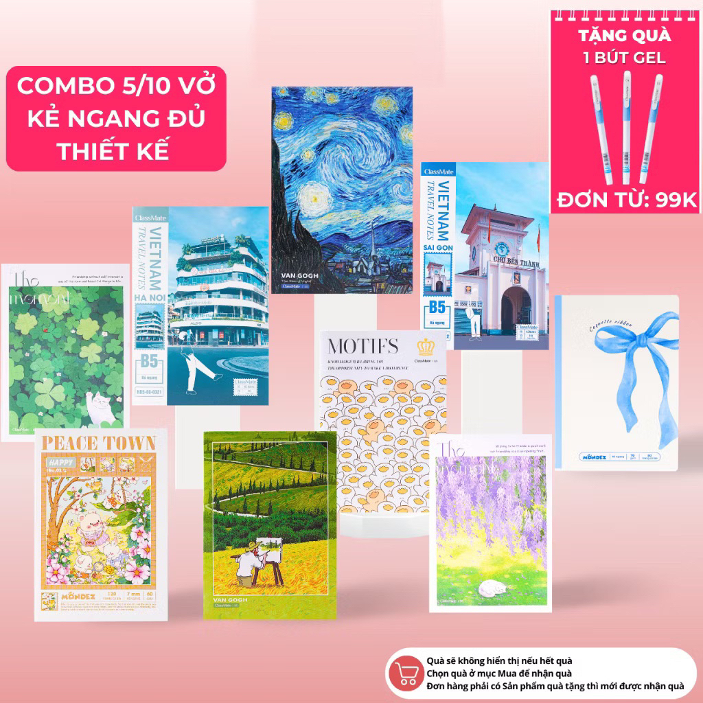 Combo 5/10 Vở Kẻ Ngang Vở 80/120 Trang Bìa Chống Nước Vở Kẻ Ngang Cho Học Sinh, Sinh Viên Viết Bài.