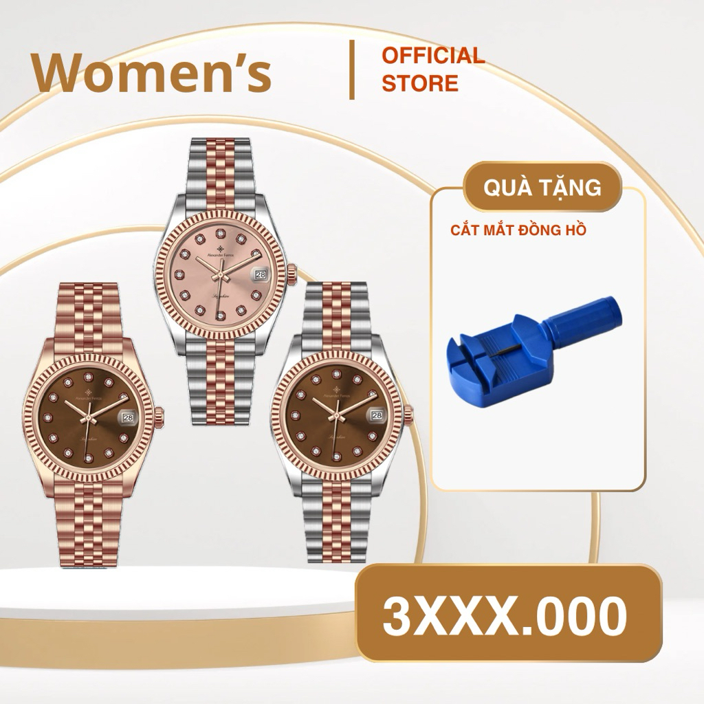 Đồng hồ nữ Alexander Ferros 8222D/8222R thiết kế sang trọng,thanh lịch,size 31mm,kính sapphire chống