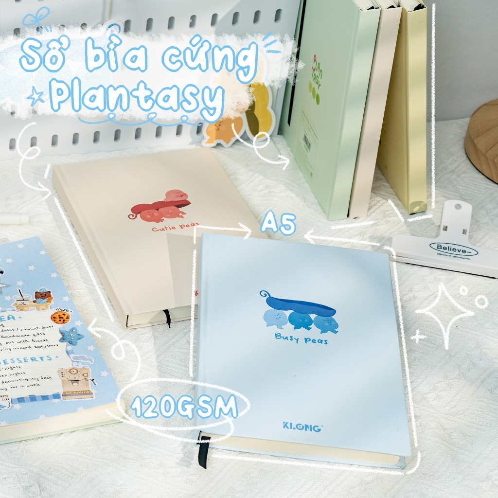 Sổ bìa cứng Dot Grid (5x5)mm Plantasy KLONG A5 160 trang MS: 651
