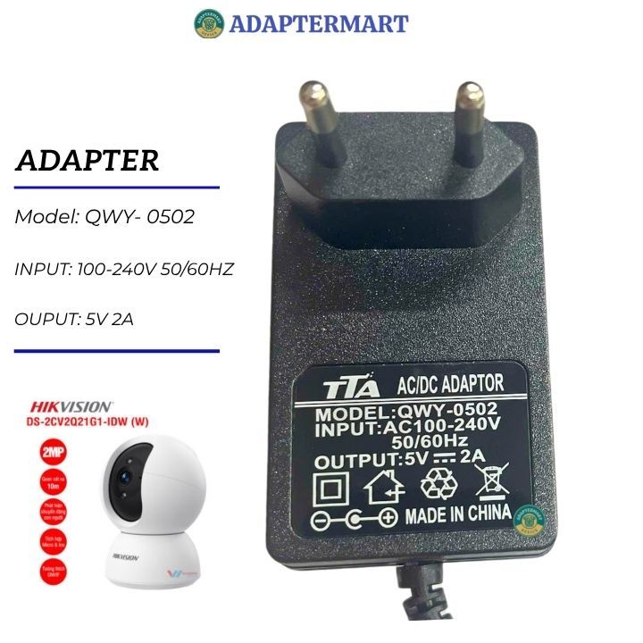 Bộ nguồn 5V cho Camera Wifi Hikvision Q21 Ds-2cv2Q21g1-idw 2.0mp hàng xịn