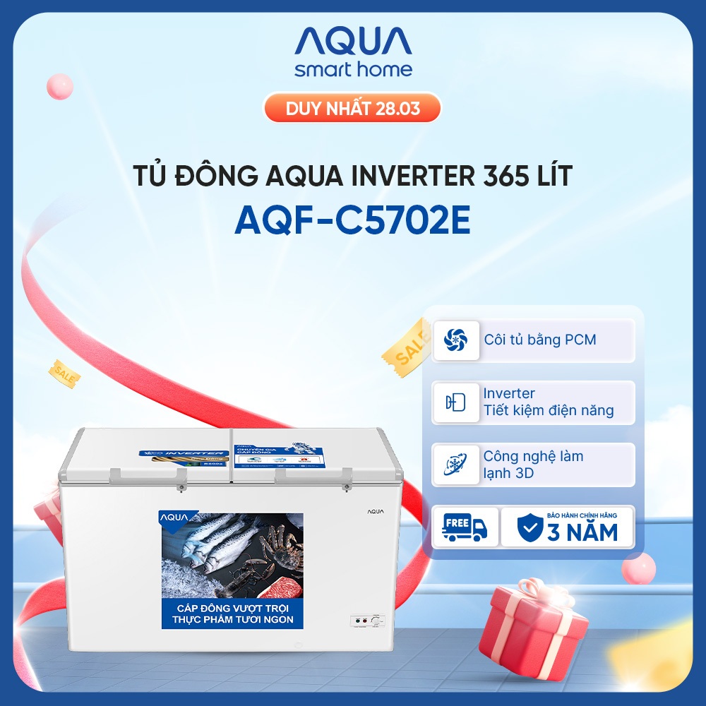 Tủ đông Aqua Inverter 365 Lít AQF-C5702E - Hàng chính hãng