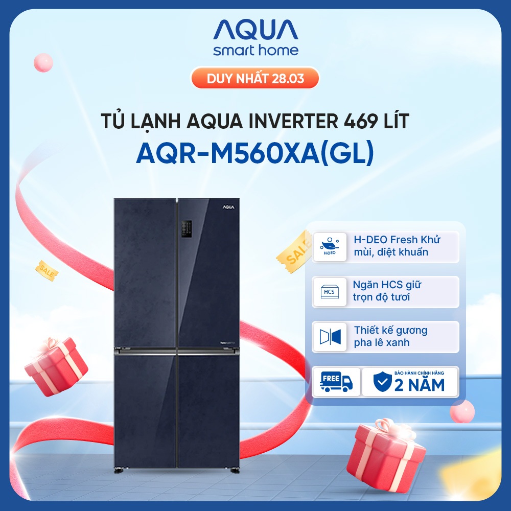 Tủ Lạnh Aqua Inverter 469 Lít AQR-M560XA(GL) - Bảo hành 2 năm - Freeship toàn quốc