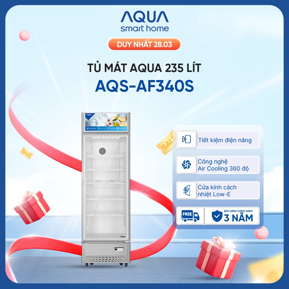Tủ mát Aqua 235 Lít AQS-AF340S - Freeship toàn quốc