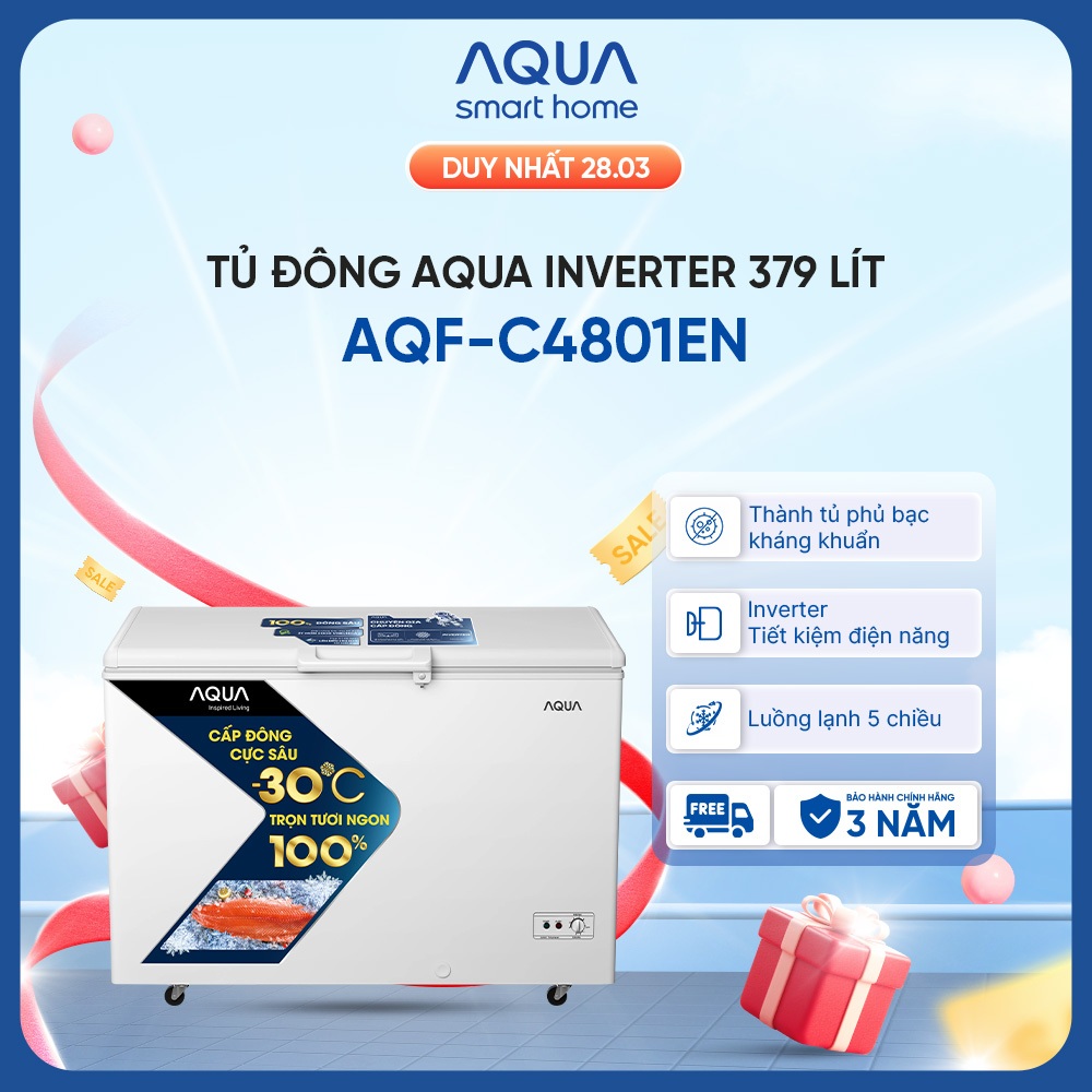 Tủ đông Aqua Inverter 379 Lít AQF-C4801EN - Hàng chính hãng
