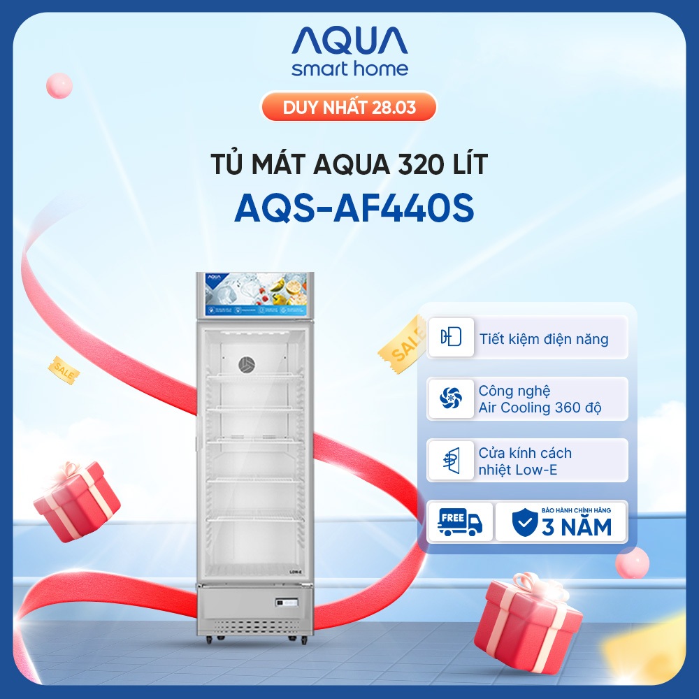 Tủ mát Aqua 320 lít AQS-AF440S - Hàng chính hãng - Bảo hành 3 năm