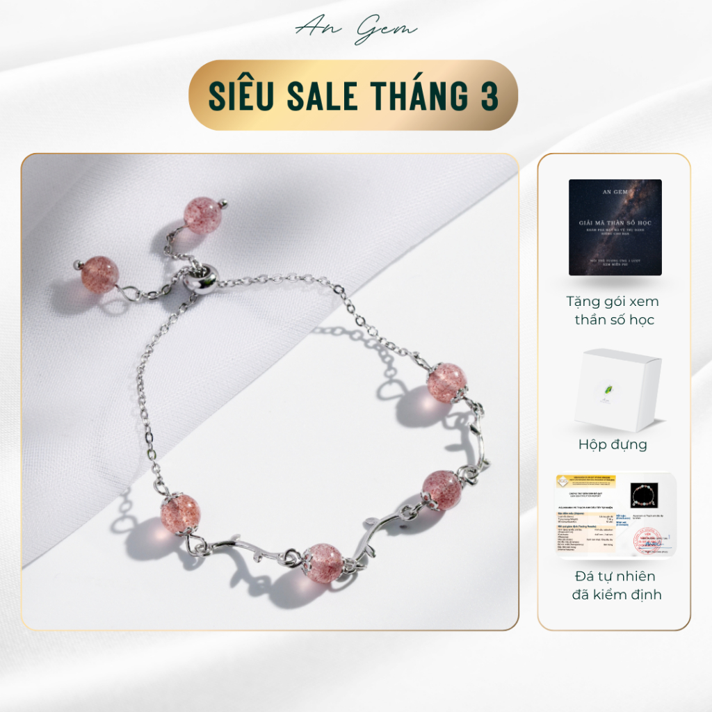 Lắc tay nữ phối đá An Gem màu sắc trang nhã tinh tế