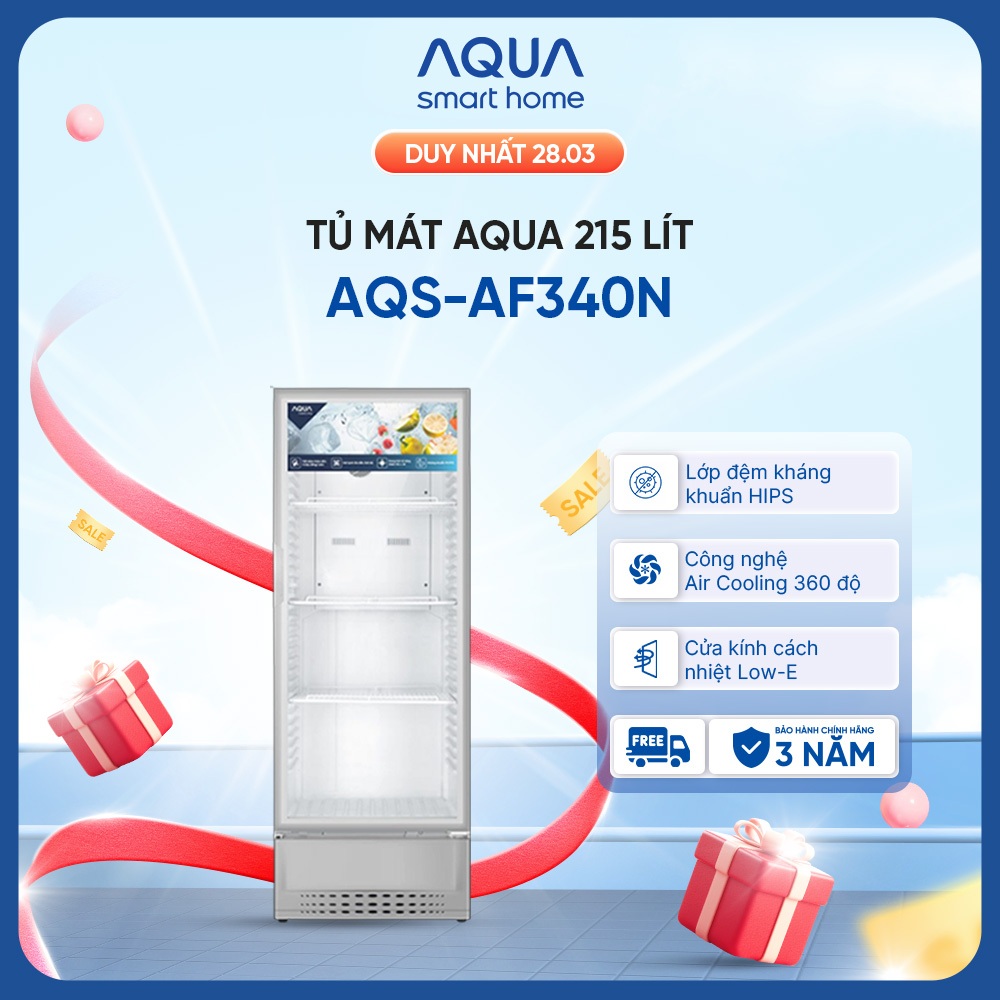 Tủ mát Aqua 215 Lít AQS-AF340N - Hàng chính hãng