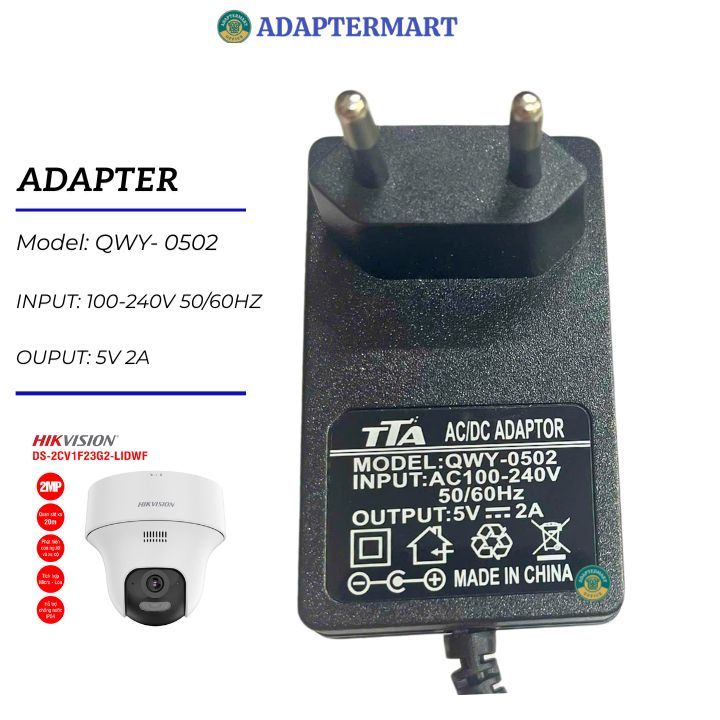 Dây nguồn 5V cho Camera Wifi Hikvision DS-2CV1F23G2-LIDWF 2MP - hàng bảo hành 1 năm