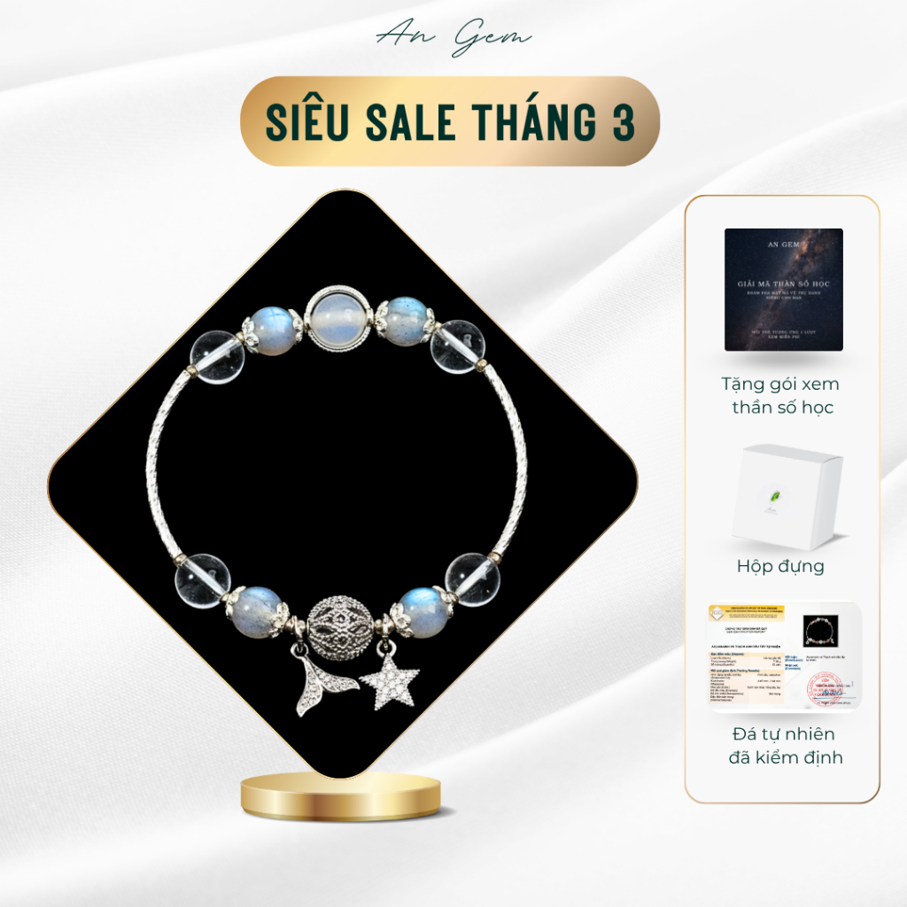 Vòng tay đá mix charm An Gem màu sắc bắt mắt, tinh tế