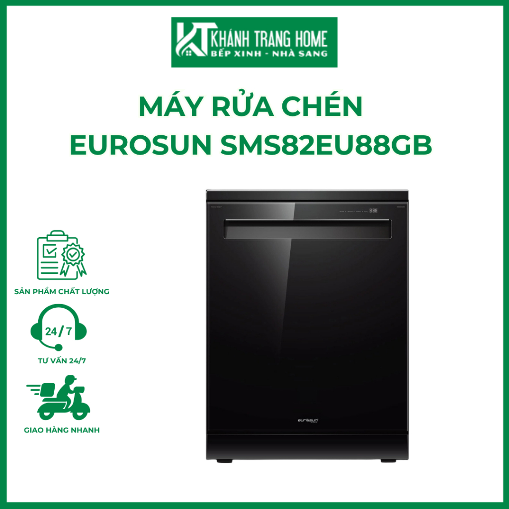 Máy rửa chén Eurosun SMS82EU88GB 16 bộ, nhập khẩu Thái Lan, diệt khuẩn UV - Khánh Trang Home