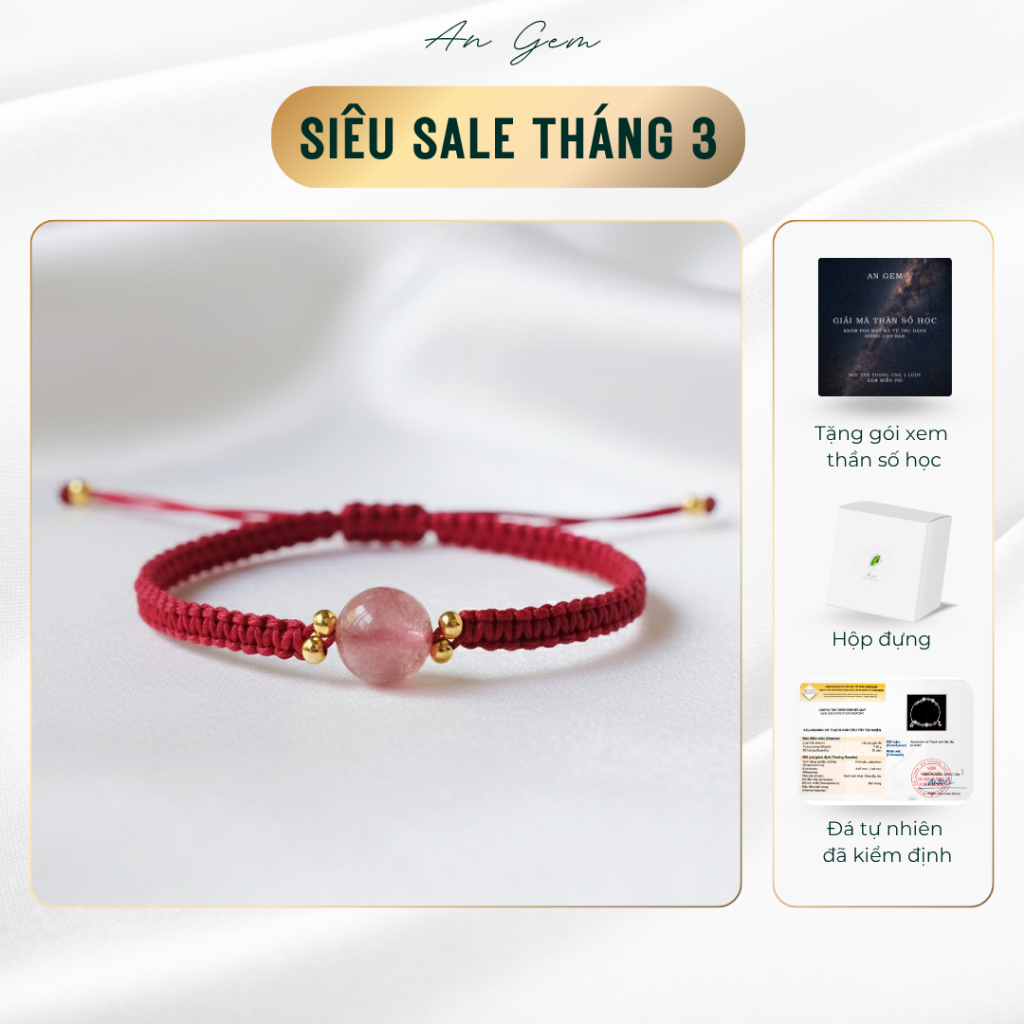 Vòng tay đá tết dây handmade phong cách tối giản An Gem beauty from unique