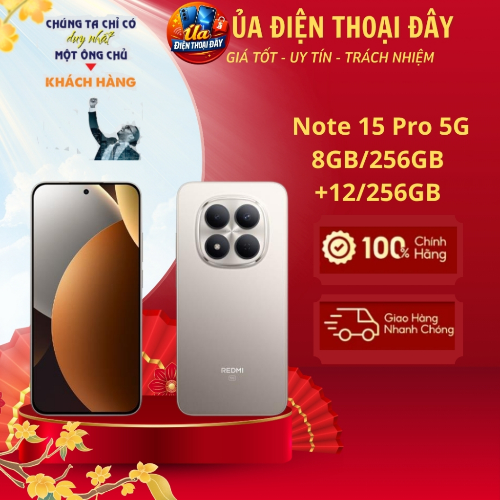 Xiaomi Redmi Note 15 Pro 5G 8GB/256GB | 12GB/256GB – Màn AMOLED 120Hz, Camera 200MP, Pin 5000mAh