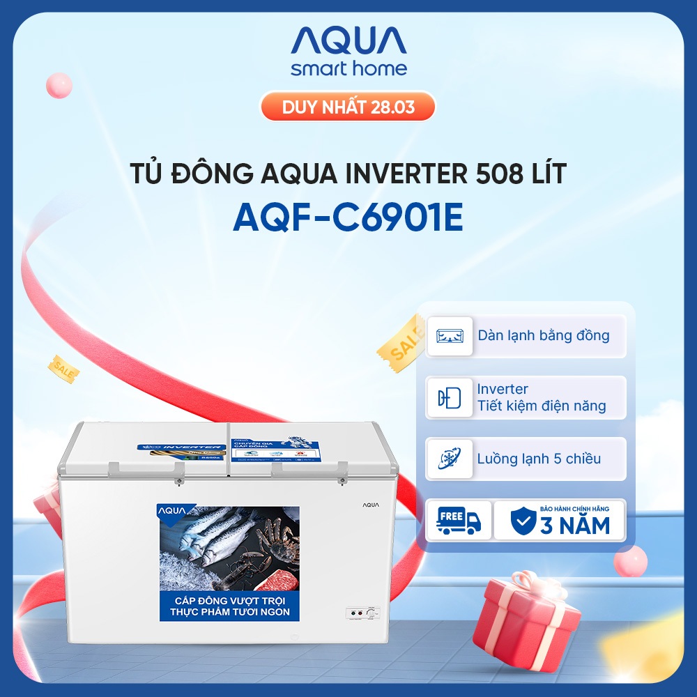 Tủ đông Aqua Inverter 519 Lít AQF-C6901E