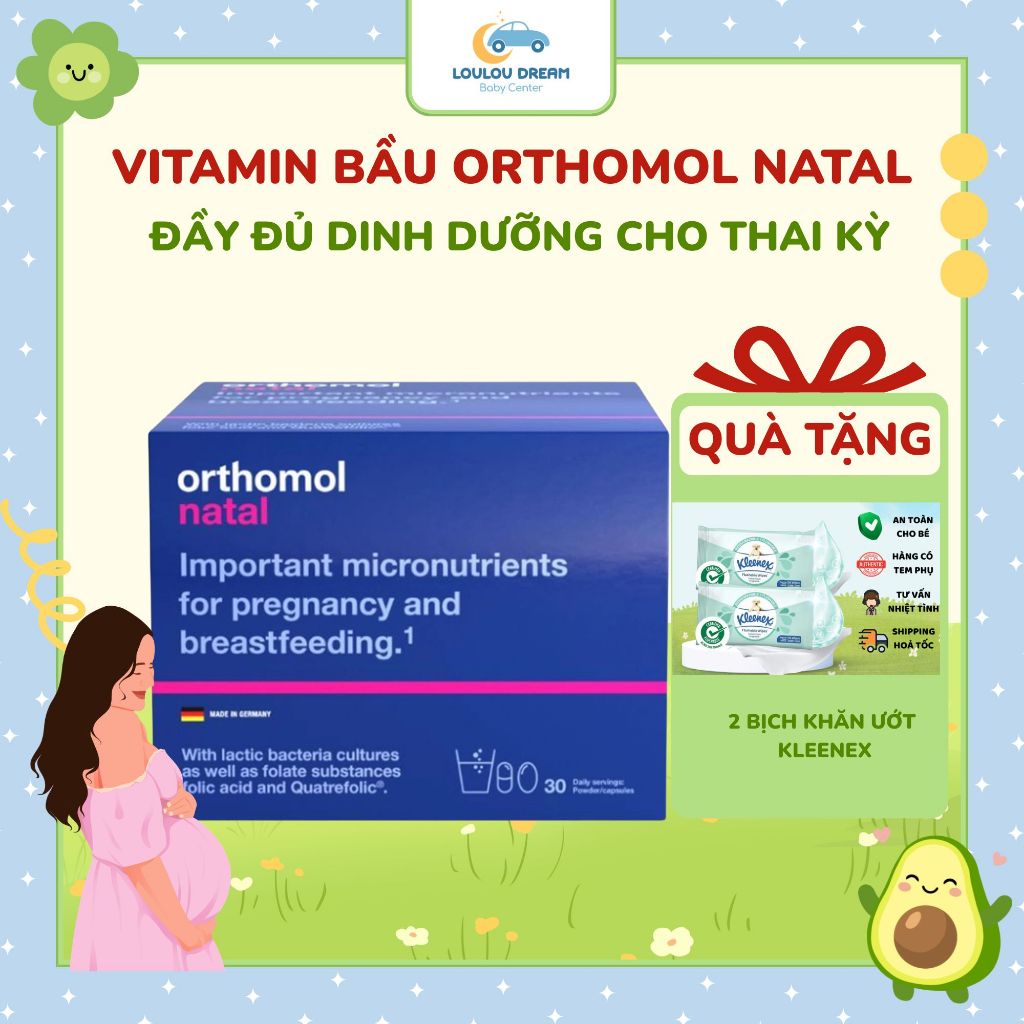 Thực phẩm bảo vệ sức khỏe Orthomol Natal bổ sung lợi khuẩn tăng cường đề kháng cho mẹ bầu - Vitamin 