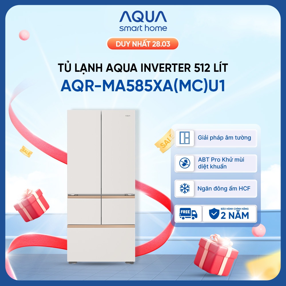 Tủ lạnh AQUA Inverter 512 lit AQR-MA585XA(MC)U1 - Làm đá tự động - Bảo hành 2 năm