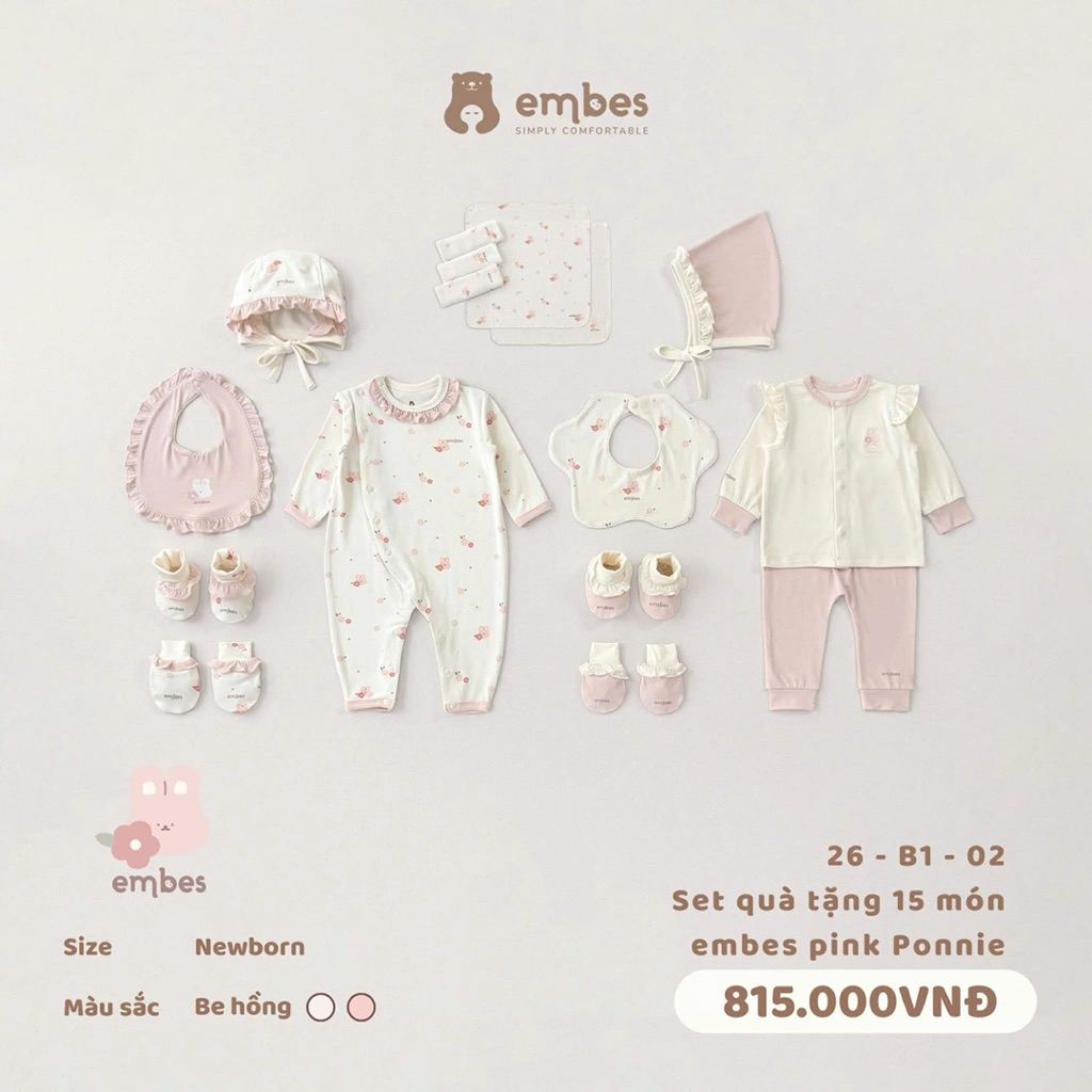 [Nous/ Embes] Combo đi sinh, Sét quần áo, Sét quà tặng cao cấp nguyên hộp quần áo phụ kiện cho bé sơ