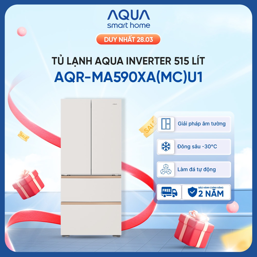 Tủ lạnh AQUA Inverter 515 lit  AQR-MA590XA(MC)U1 - Làm đá tự động - Bảo hành 2 năm