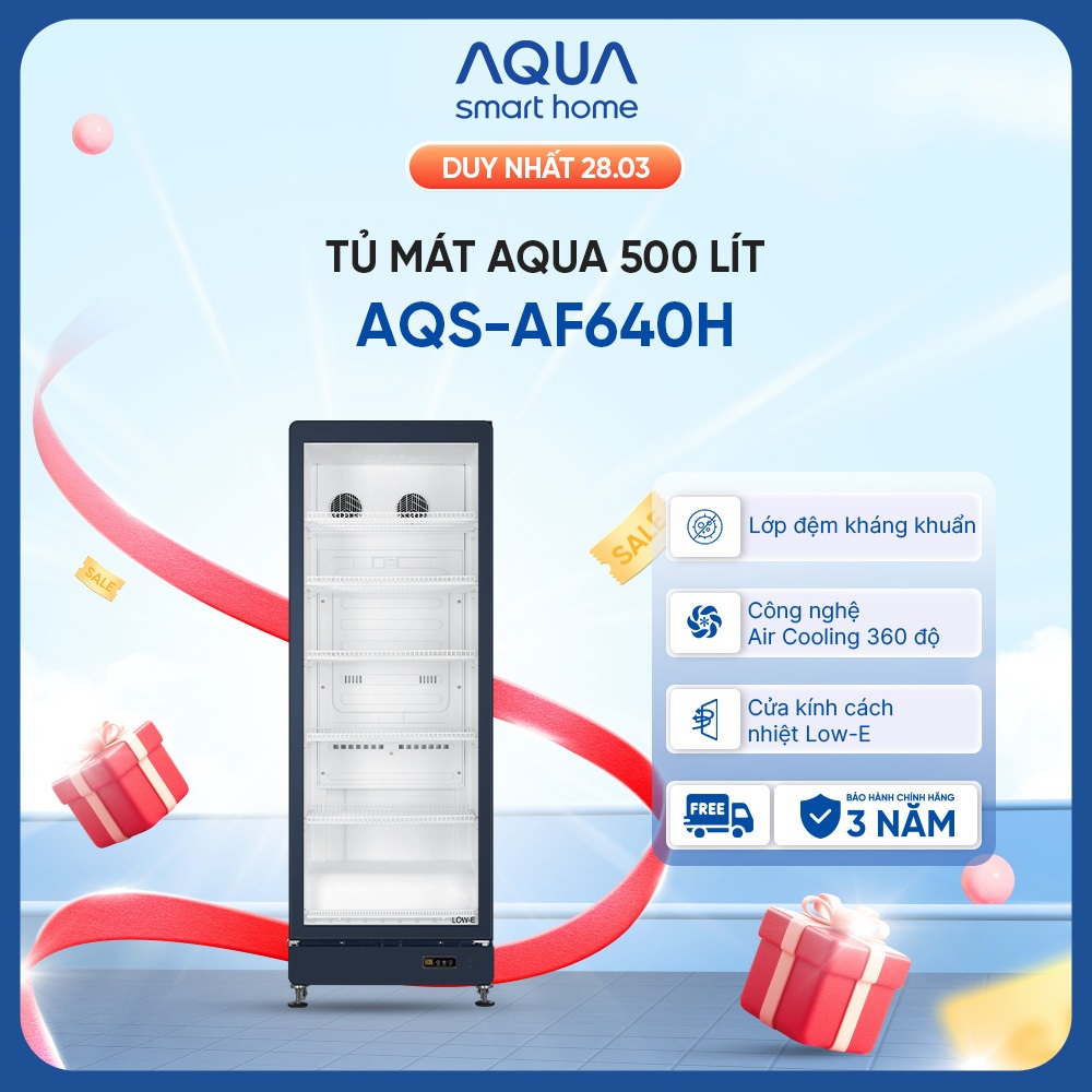 [SẢN PHẨM MỚI 2025] Tủ mát AQUA 500 lít AQS-AF640H - Làm lạnh 360 độ - 6 ngăn mát - Freeship