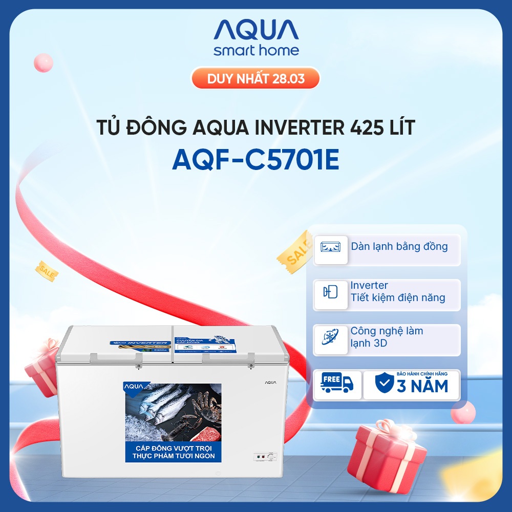 Tủ đông Aqua Inverter 425 lít AQF-C5701E - Hàng chính hãng