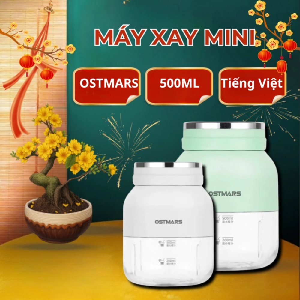 Máy xay cầm tay OSTMARS 500ml, xay sinh tố và hoa quả, mini tiện dụng, hàng chính hãng ✅