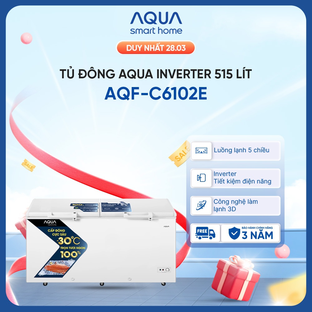 Tủ đông Aqua Inverter 515 Lít AQF-C6102E