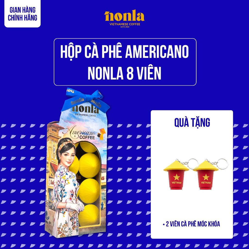 Hộp Cà Phê Hòa Tan Americano Sấy Thăng Hoa NONLA COFFEE Không Đường Tan Trong Nước Lạnh 8 Viên