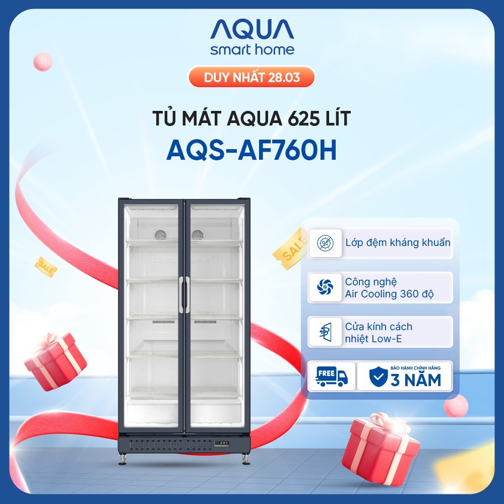 [SẢN PHẨM MỚI 2025] Tủ mát AQUA 625 lít AQS-AF760H - Làm lạnh 360 độ - 5 ngăn mát - Freeship