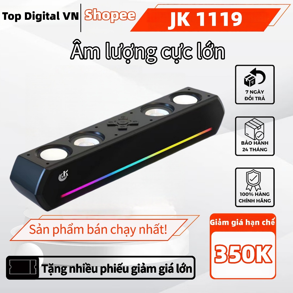 Loa Bluetooth Game JK-1119 Âm lượng cực lớn, Bass mạnh mẽ, Đèn RGB sinh động ấn tượng