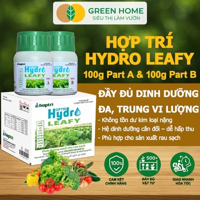 Phân bón Hợp Trí Hydro Leafy GreenHome, Hộp 200g (Part A+B), Dinh Dưỡng Cho Rau Sạch Thủy Canh
